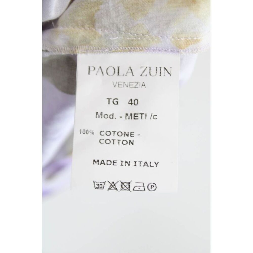 Paola Zuin Women Fit & Flare Dress Multicolor Cotton Collared Button Size 40 - Picture 5 of 7